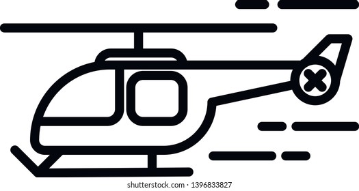 This vector image shows a helicopter icon in glyph style. It is isolated on a white background.