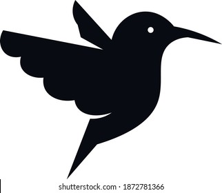Dieses Vektorbild zeigt ein Kolibris-Symbol im Stil von Glyph. Es ist einzeln auf weißem Hintergrund.