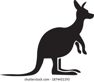 This vector image shows a kangaroo icon in glyph style. It is isolated on a white background.