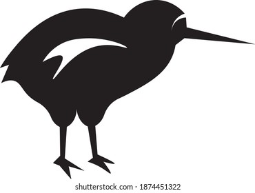 This vector image shows a kiwi icon in glyph style. It is isolated on a white background.