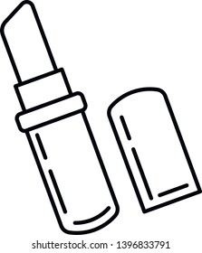 This vector image shows a lipstick icon in outline style. It is isolated on a white background.