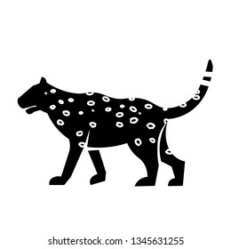 This vector image shows a majestic leopard in glyph icon design.