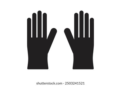 This vector image shows a pair of blue gloves, depicted with palms facing outward. The simple design is ideal for illustrating safety, hygiene, or medical concepts.