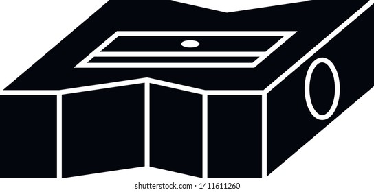 This vector image shows a pencil sharpener icon in glyph style. It is isolated on a white background.