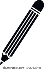 This vector image shows a pencil icon in glyph style. It is isolated on a white background.