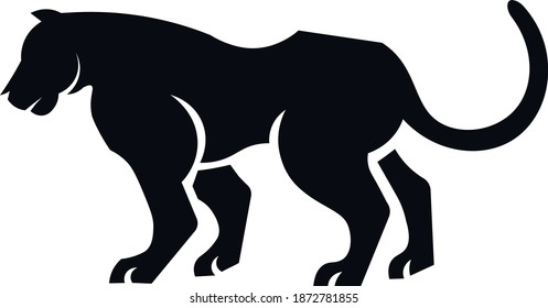 This vector image shows a puma icon in glyph style. It is isolated on a white background.