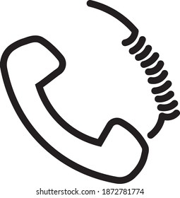 This vector image shows a telephone icon in glyph style. It is isolated on a white background.