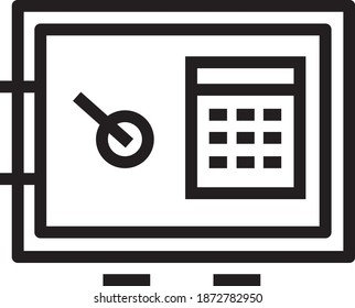 This vector image shows a vault icon in glyph style. It is isolated on a white background.