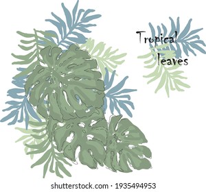 This is a vector image of tropical leaves. Jungle concept for the design of invitations, greeting cards.