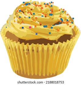 This vector image of yellow cupcake would be nice for posters and fliers under the party theme