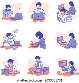 This vector includes 9 picture about Online Learning routine during pandemic