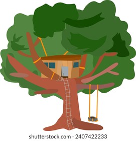 This is a vector kid's secret base on a tree