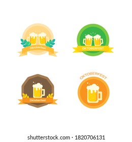 This is a vector label collection of beer in a flat style. Beer festival. Beer mug. It could be used for holidays, postcards, banners, flyers, International beer day, Oktoberfest.