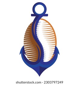 This vector logo design, coffee bean and anchor.The memorable design is suitable for coffee shop and restaurant business.  Anchor synonymous with sailing,suitable for business symbols close to the sea