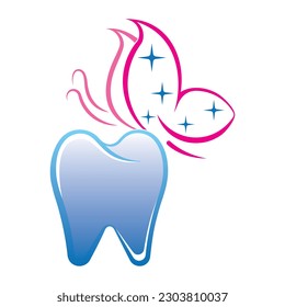 This vector logo design, dental butterfly. A logo that is synonymous with dental health clinics, especially for women.  The design is simple, unique and can be applied in various media.