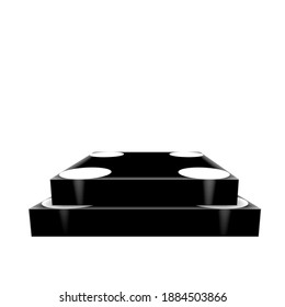 This is a vector logo design illustration, a stack of black blocks with 4 white circles on a white background, which can be used as anything