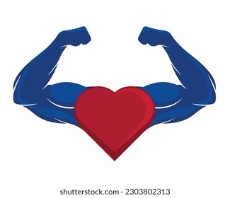 This vector logo design. Love and bodybuilding. The design is suitable for sports business especially muscle building, gym or any fitness .  The symbol of love is full of family warmth.