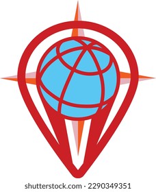 this vector logo design,earth pinned location with compass.it's simply flat logo,suitable for logistic delivery company,for tracking delivery.