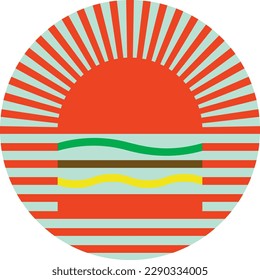 this vector logo design,sunshine burger,or sunrise burger.simple and easy to understand logo.it's suitable for your fast food business.the sunlight is describe the business is always shine brightly.