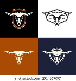 This vector logo features a stylized longhorn skull, symbolizing strength and resilience. The design is sharp and bold, with clean lines that emphasize the distinctive horns and skeletal structure.