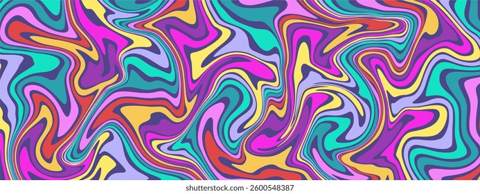 This vector marble background displays fluid, swirling shapes in bright and pastel colors, creating a vivid, abstract effect reminiscent of liquid paint.