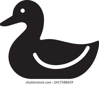 This vector is a minimalist black silhouette of a duck, capturing its serene and buoyant presence on the water. The silhouette is smoothly contoured, depicting the duck's round body, broad tail.