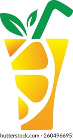 This vector is a modern and minimalist style illustration depicting a glass of juice