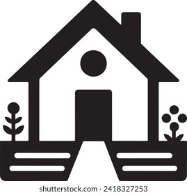 This vector is a modern representation of an eco-friendly home icon. 