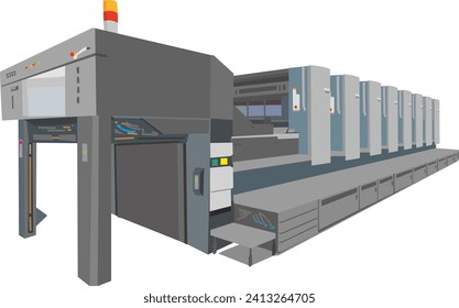 This is a vector offset printing machine illustration