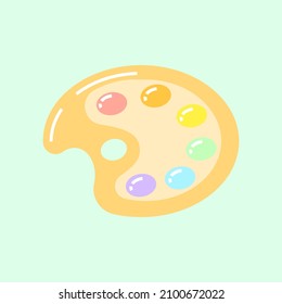This is a vector of a palette with many colors inside,  there are red, orange, yellow, green, blue, and purple.