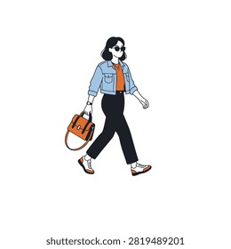 This vector people illustration shows a stylish person on a walk, capturing the essence of diverse people-1 in a clean, modern, and artistic graphic style.