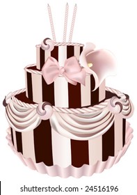 This vector picture represents a birthday cake