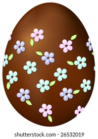 This vector picture represents a chocolate easter egg with sugar flower