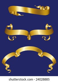 This vector picture represents three gold banner