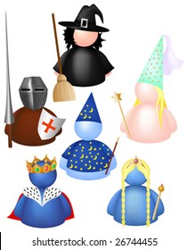 This vector picture represents a various icons messenger, collection 2: medieval