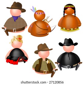 This vector picture represents a various icons messenger, collection 4: western