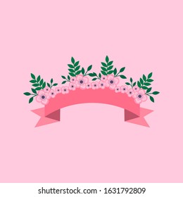 This is vector pink ribbon with flowers. Could be used for flyers, banners, postcards, holidays decorations.