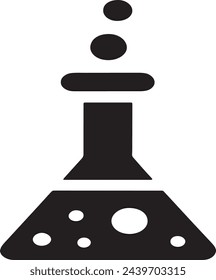  This vector portrays a stylized laboratory flask with a bubbling liquid.