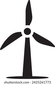 This vector presents a clean, minimalist silhouette of a wind turbine, representing renewable energy and sustainability. 