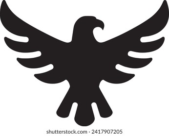 This vector presents a powerful silhouette of an eagle in flight, with its wings widely spread. 