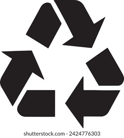 Dieser Vektor präsentiert ein krasses schwarzes Recycling-Symbol vor einem sauberen weißen Hintergrund. 