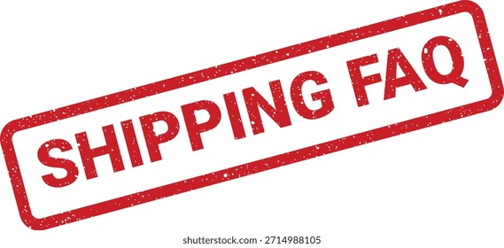This vector presents a textured rubber stamp with "SHIPPING FAQ" text, ideal for website sections or customer support materials.