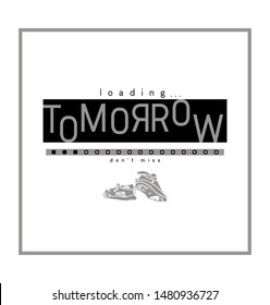This vector print is for t-shirt. Graphic design  for screen-printing press in typography. There is a stylized word and slogan. Can be used for denim and knitwear clothes in fashion