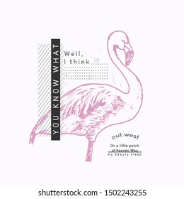 This vector print is for t-shirt. Graphic design  for screen-printing press in typography. There is a stylized word and slogan.