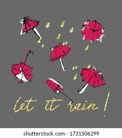 This vector print is for t-shirt. Graphic design  umbrella for screen-printing press in typography