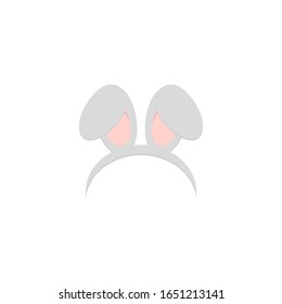 This is vector rabbit ears isolated on white background. For Christmas, festival, party, holidays costume. Attribute of costume.