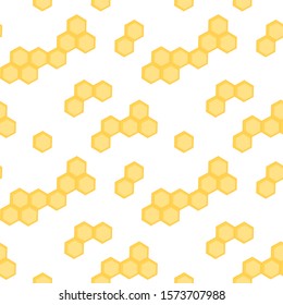 This is vector seamless pattern texture of honey wax, bee, hive bees. Cartoon illustration.
