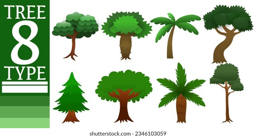 This vector is a set of 8 tree vectors that can be used to decorate or complement your for natural and environment media presentations.