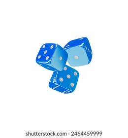 In this vector set, the cubes come to life, depicting three blue 3d cubes with numbered sides. An indispensable element for the design of casinos or table games.