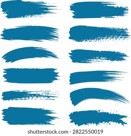 This is a vector set of dark purple paint brush strokes, featuring varied textures and shapes against a white background.